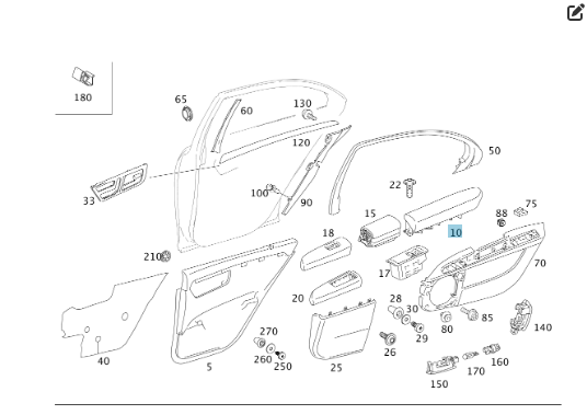 Mercedes-Benz  A2217300294 7J17 Сірий шкіряний підлокітник задніх правих дверей S-class short W221 Одеса