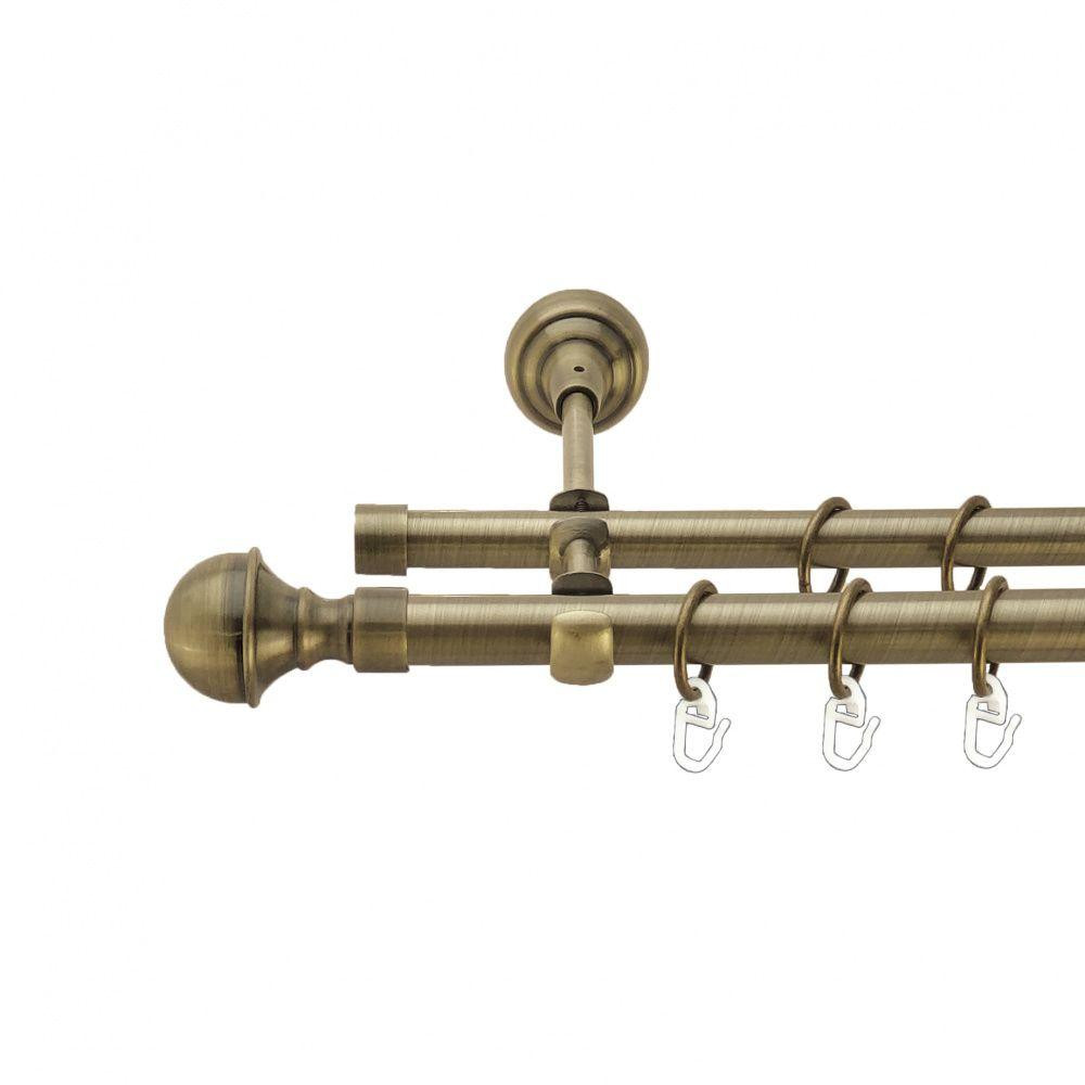 Карниз Orvit Бостон металевий дворядний відкритий гладка труба кільце металеве Антик 19\16 мм 300 см (4003792) Львов - изображение 1