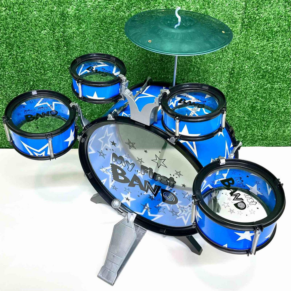 Барабанна установка іграшкова 4 барабани з паличками та стільчиком Синя (1919) Чернигов - изображение 4