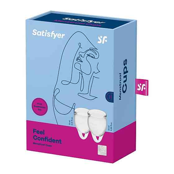 Набір менструальних чаш Satisfyer Feel Confident (Transparent), 15мл та 20мл, мішечок для зберігання Sex Aura Київ