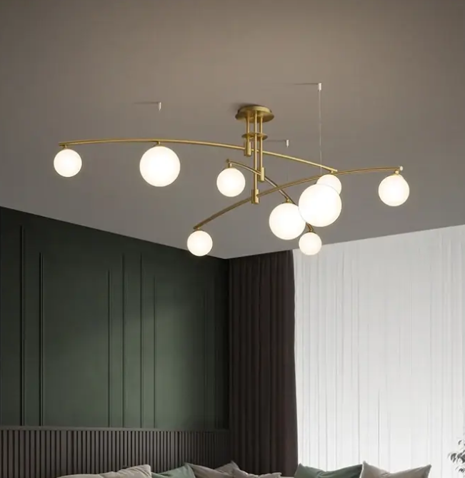 Светодиодная люстра Жемчужина 8818 (Золотистая) на 9 плафонов Винница - изображение 2