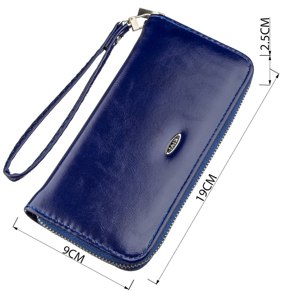 Гаманець жіночий на одну блискавку з екокожі гладкий KIVI 19036 Синій Київ - фото 2