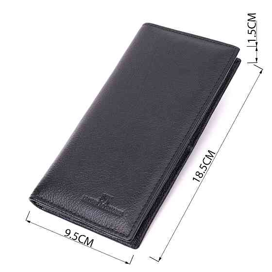 Місткий вертикальний жіночий гаманець на магнітах із натуральної шкіри ST Leather 22540 Чорний Київ