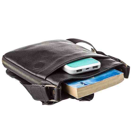 Чоловіча шкіряна сумка месенджер SHVIGEL 19113 Чорна Київ