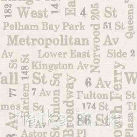 Шпалери вінілові на флізеліні Rasch Clasik 0,53х10 дитячі слова написи цифри структурні сріблясті на бежевому Київ