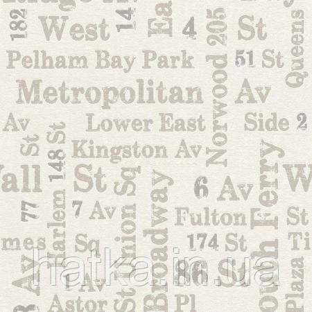 Шпалери вінілові на флізеліні Rasch Clasik 0,53х10 дитячі слова написи цифри структурні сріблясті на бежевому Київ - фото 1