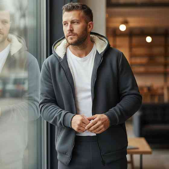 Чоловічий теплий костюм на флісі з хутром Сірий 48/50 Харків