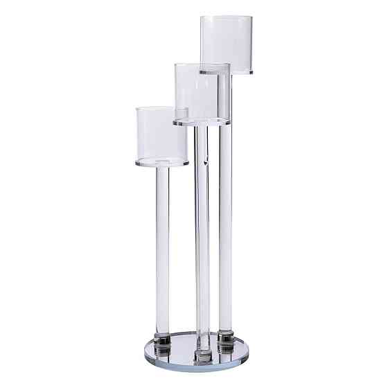 Yiwu Підсвічник скляний на 3 свічки 12×37.5 см підсвічник декоративний прозорий на ніжці HP-4-1 Коломия