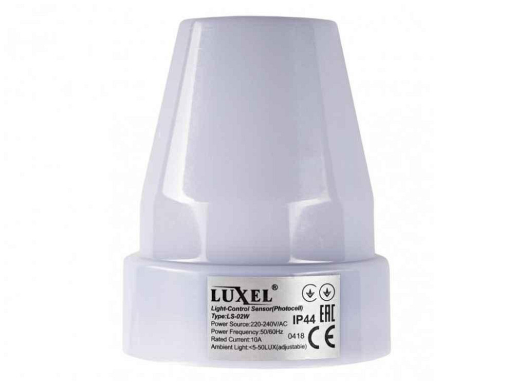 Датчик світла 10А IP44, 5-50 LUX регульований (LS-02W) ТМ LUXEL Solmir Київ - фото 1
