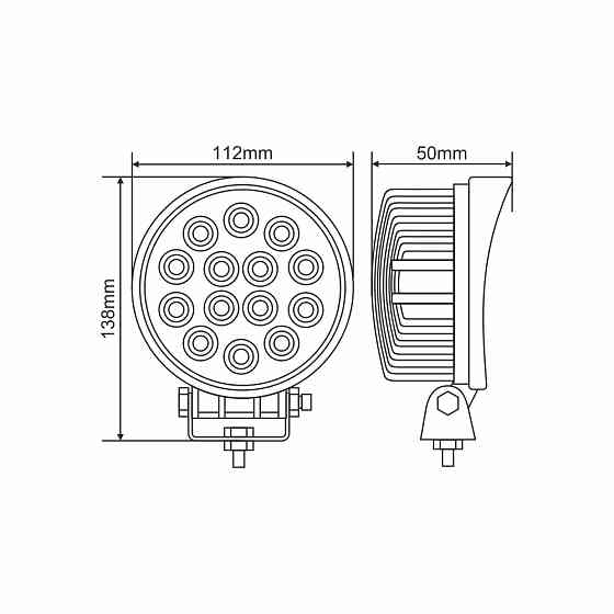 Фара світлодіодна Brevia Epistar white Flood 10-30V, 42W (14x3W), 2800Lm, 1шт Львів