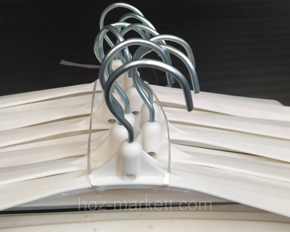 Вішалки плічка (тремпеля) широкі з залізним поворотним гачком білі Харків - фото 5