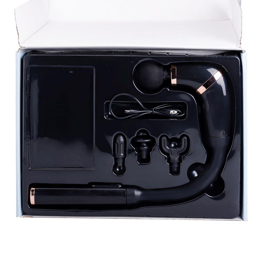 Перкуссионный ручной массажер аккумуляторный 17 Вт зарядка от USB до 3200 об/мин Черный HP-11-11B Киев - изображение 7