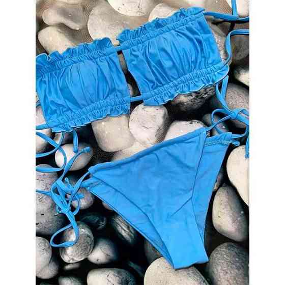 Купальник шторки на зав'язках S-M блакитний Вінниця