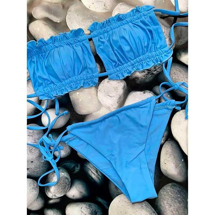 Купальник шторки на зав'язках S-M блакитний Вінниця - фото 2