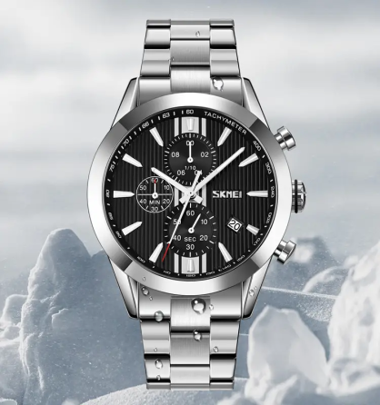 Чоловічий годинник на сталевому браслеті Skmei 9302 (Сріблястий) Київ