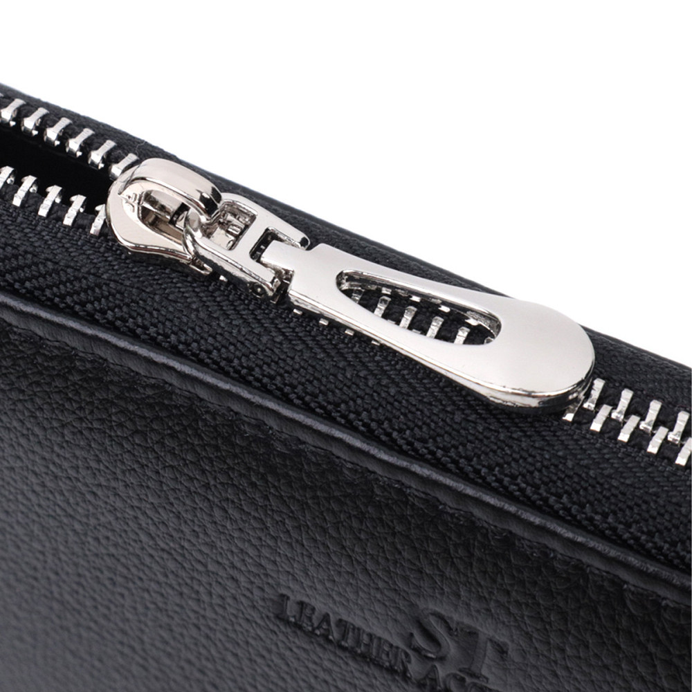 Красивый клатч унисекс на одно отделение из натуральной кожи Черный (ST Leather) Киев - изображение 10