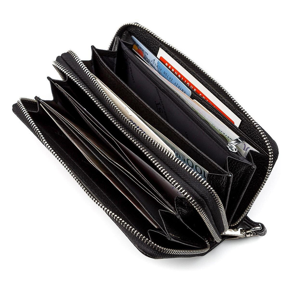 Кошелек женский ST Leather 18446 (ST238-2) две молнии Черный Киев - изображение 5