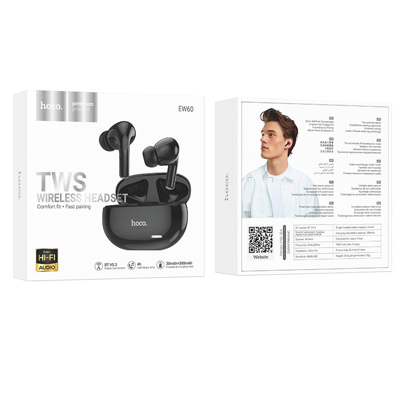 Бездротові навушники HOCO EW60 Norman true wireless BT headset Black Київ - фото 4