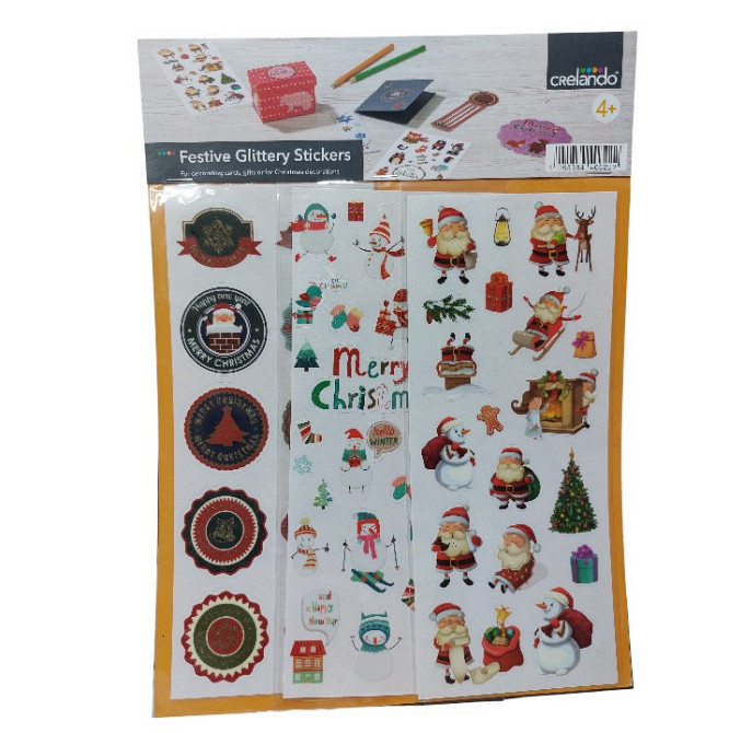 Набор новогодних декоративных наклеек 6 листов Crelando one size разноцветный Киев - изображение 1