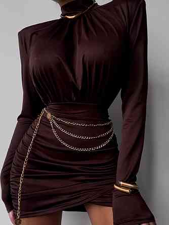 Стильне жіноче мініплаття з плічками трикотаж масло Шоколад, 46/48 Одеса