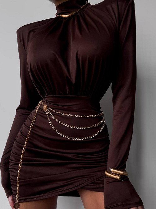 Стильне жіноче мініплаття з плічками трикотаж масло Шоколад, 46/48 Одеса - фото 5