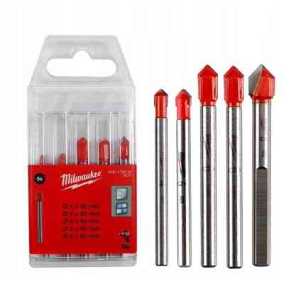 Набір свердл Milwaukee по склу та плитці GENII 1x4x50, 1x5x50, 2x6x60, 1x8x60, 5 шт (4932479948) Вінниця