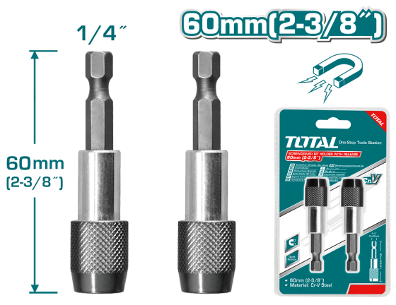 Держатель для бит магнитный TOTAL TAC462601, L=60 мм (6326598) Киев