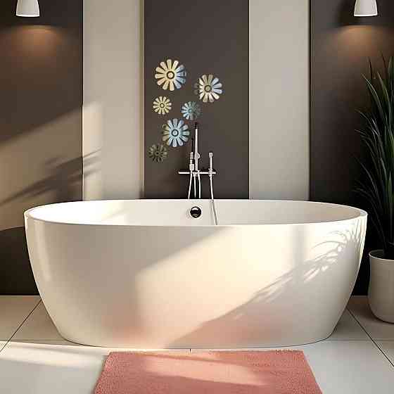 Зеркальный декор акриловый самоклеющийся Цветы серебро, 6шт (D) SW-00002519 Днепр