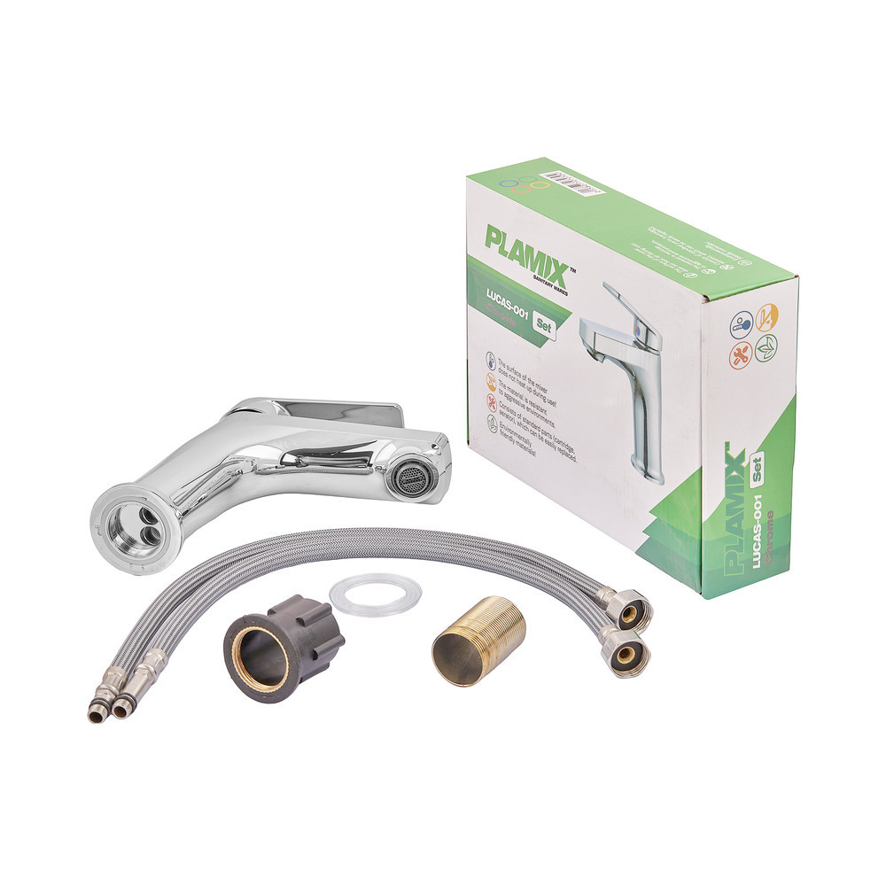 Смеситель для умывальника Plamix Lucas-001 SET хром с подводом PM0707 Харьков - изображение 3