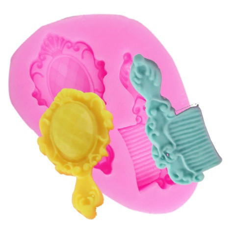 Силиконовый молд Расческа и Зеркало 65 на 43 мм розовый Киев - изображение 3