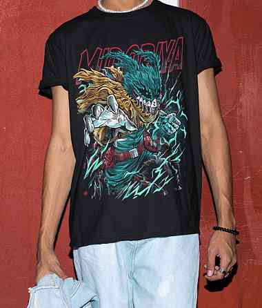 Футболка для хлопчика з аніме принтом Моя геройська академія оверсайз (зріст від 165 до 180) Чорний AnimeJ0855m Дніпро