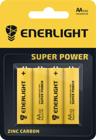 Батарейка пальчик ENERLIGHT Super Power AA 1.5V блістер 4 шт. Рівне