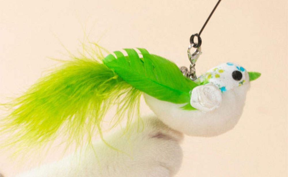 Игрушка для котика на палочке птичка с колокольчиком на присоске 90 см салатовый Киев - изображение 5