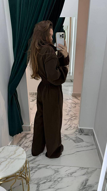 Женский теплый повседневный комбинезон из флиса Шоколадный, 48/50 Одесса - изображение 6