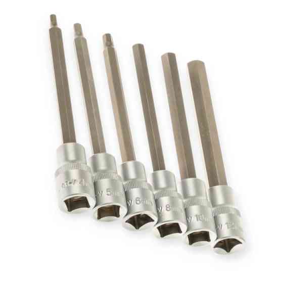 Набір головок-вставок HEX шестигранних 1/2" 12 шт 4, 5, 6, 8, 10, 12мм довжиною 55, 140мм (футляр) Мукачево