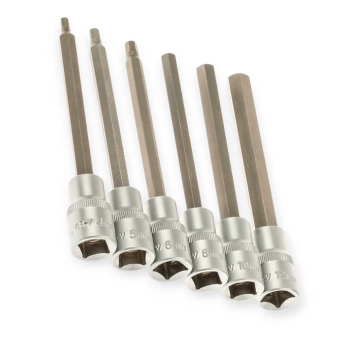 Набір головок-вставок HEX шестигранних 1/2" 12 шт 4, 5, 6, 8, 10, 12мм довжиною 55, 140мм (футляр) Мукачево - фото 3