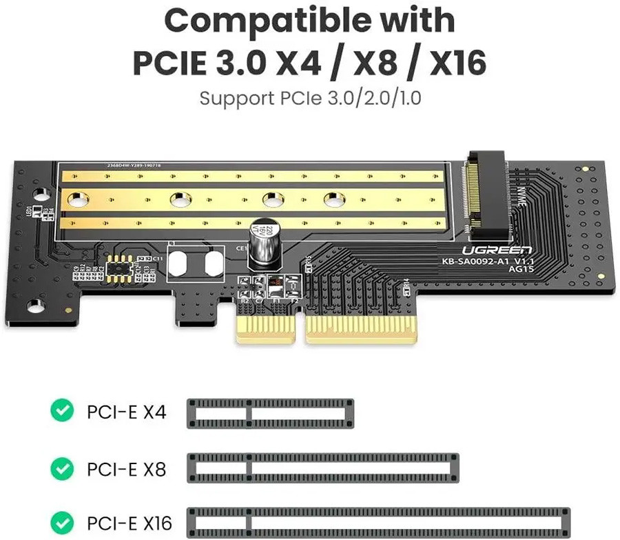 PCI-E 3.0 контролер для SSD M.2 (NVMe) x4 CM302 Ugreen Винница - изображение 2