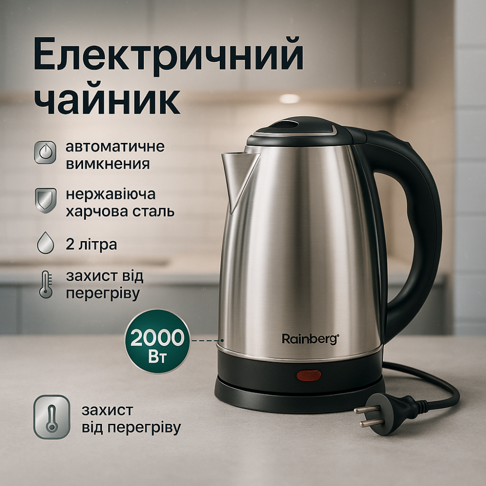 Качественный электрический чайник для дома, Чайники на подставке, Эргономичный электрический чайник BK-95 Львов - изображение 11