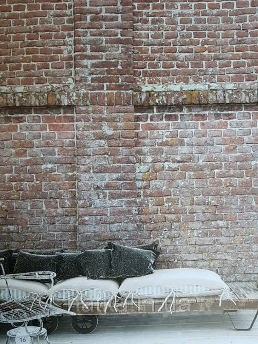 Шпалери вінілові Grandeco One roll one motif 2 A42901 панно 3д лофт стіна під цеглу коричневий сірий Київ - фото 1