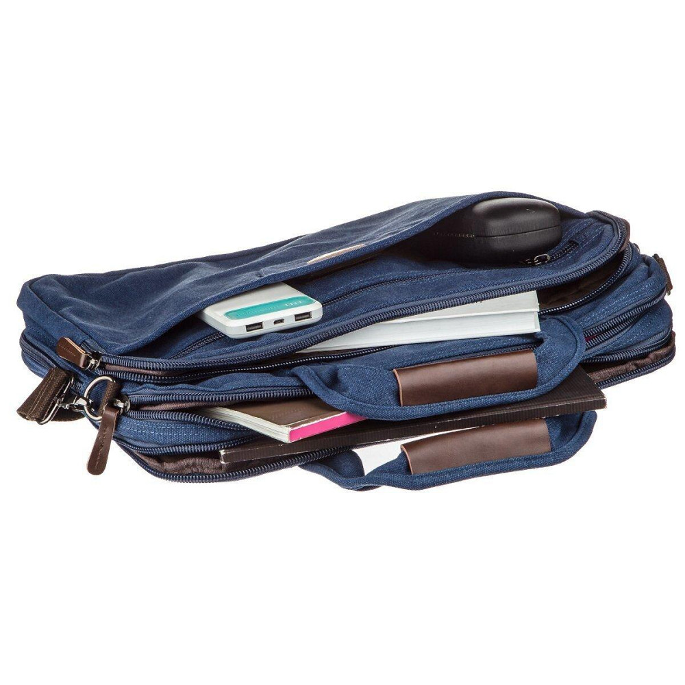 Сумка текстильна для ноутбука Vintage 20184 Cиня Київ - фото 5