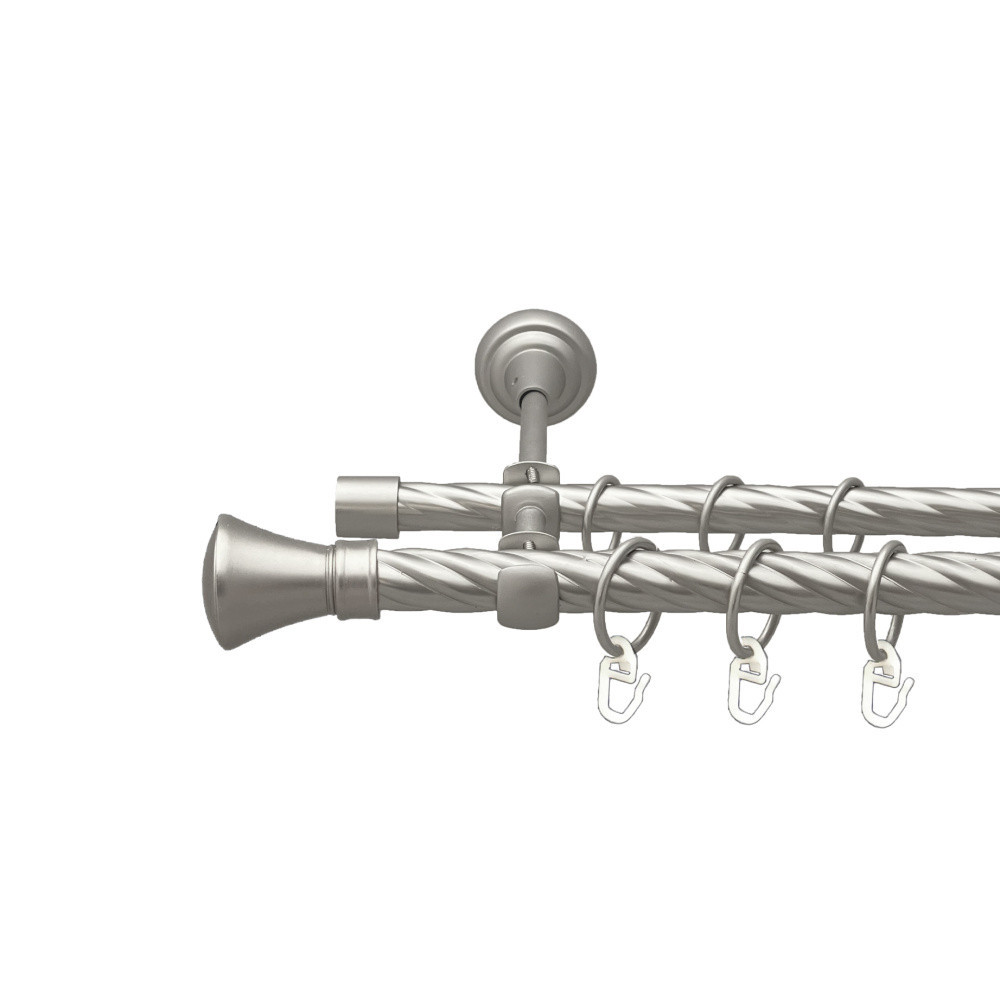 Карниз Orvit Люксор металевий дворядний відкритий скручена труба кільце металеве Сатин 19\16 мм 300 см (00-00023129) Львів - фото 1