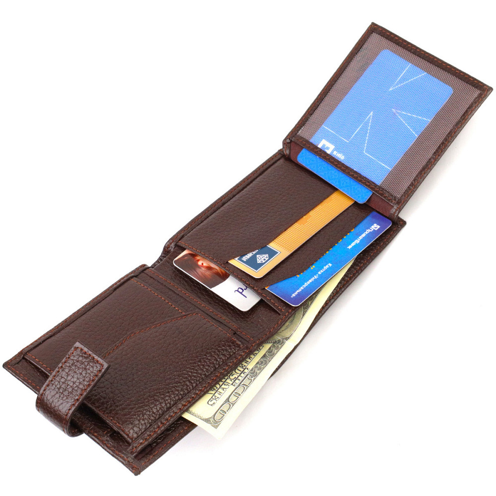 Красивый горизонтальный кошелек для мужчин из натуральной кожи флотар CANPELLINI 21891 Коричневый Киев - изображение 7