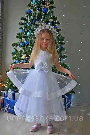 Детское нарядное белое платье Снежинка Барби-блеск Кривой Рог