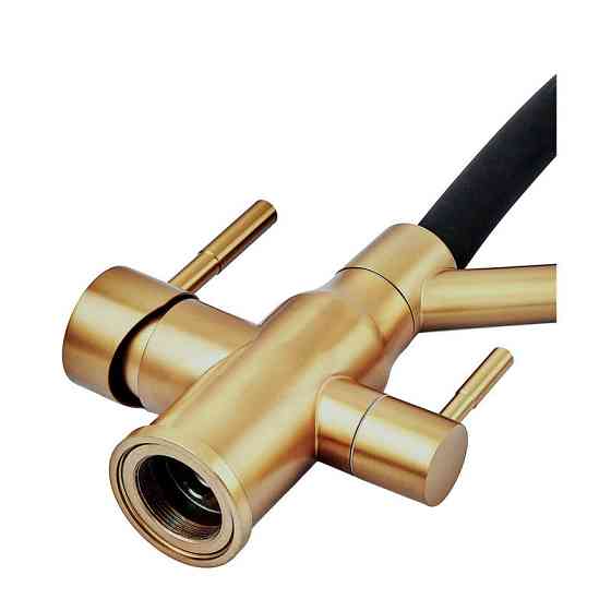 Змішувач для кухні з силіконовим виливом Zerix MAG-021 Brushed Gold Refl.Black з нержавіючої сталі  SUS304 з виходом для питної Харків
