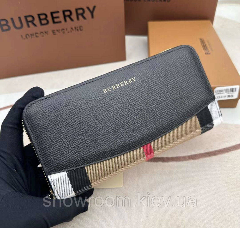 Жіночий шкіряний гаманець на блискавці Burberry (3341) black Київ - фото 2