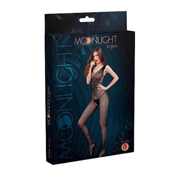 Бодістокінг з доступом Moonlight Model 01 XS-L Black, симетричний малюнок у вигляді крил Sex Aura Київ