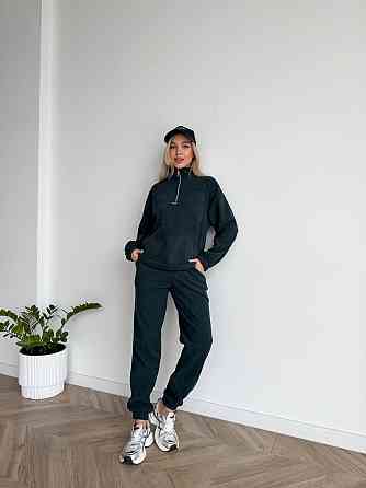 Женский стильный повседневный костюм двойка трикотажный ольвет Зеленый, 42/44 Одесса