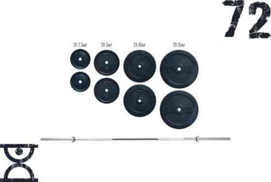 Штанга набірна на 72 кг з хромованим грифом Гантелі, гирі, штанги та диски граниліт Київ