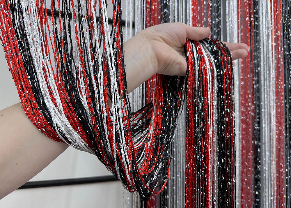 Штори-нитки "Кісея" з люрексом Червоний з чорним і білим 300х300см 1 шт (61-095) Київ - фото 5