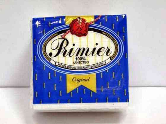 Cалфетки белые 55лист Премьер  однотонная (10 пачка) Харьков